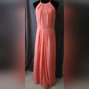 Long Coral Chiffon Dress